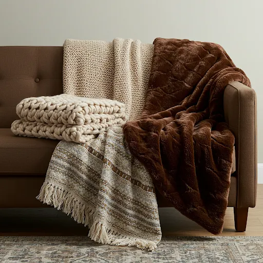 1. Layer Textured Throw Blankets