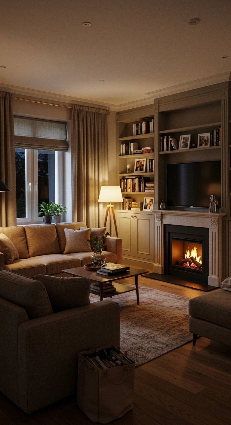 Family House Interior: Warm Cozy Living Room Ideas