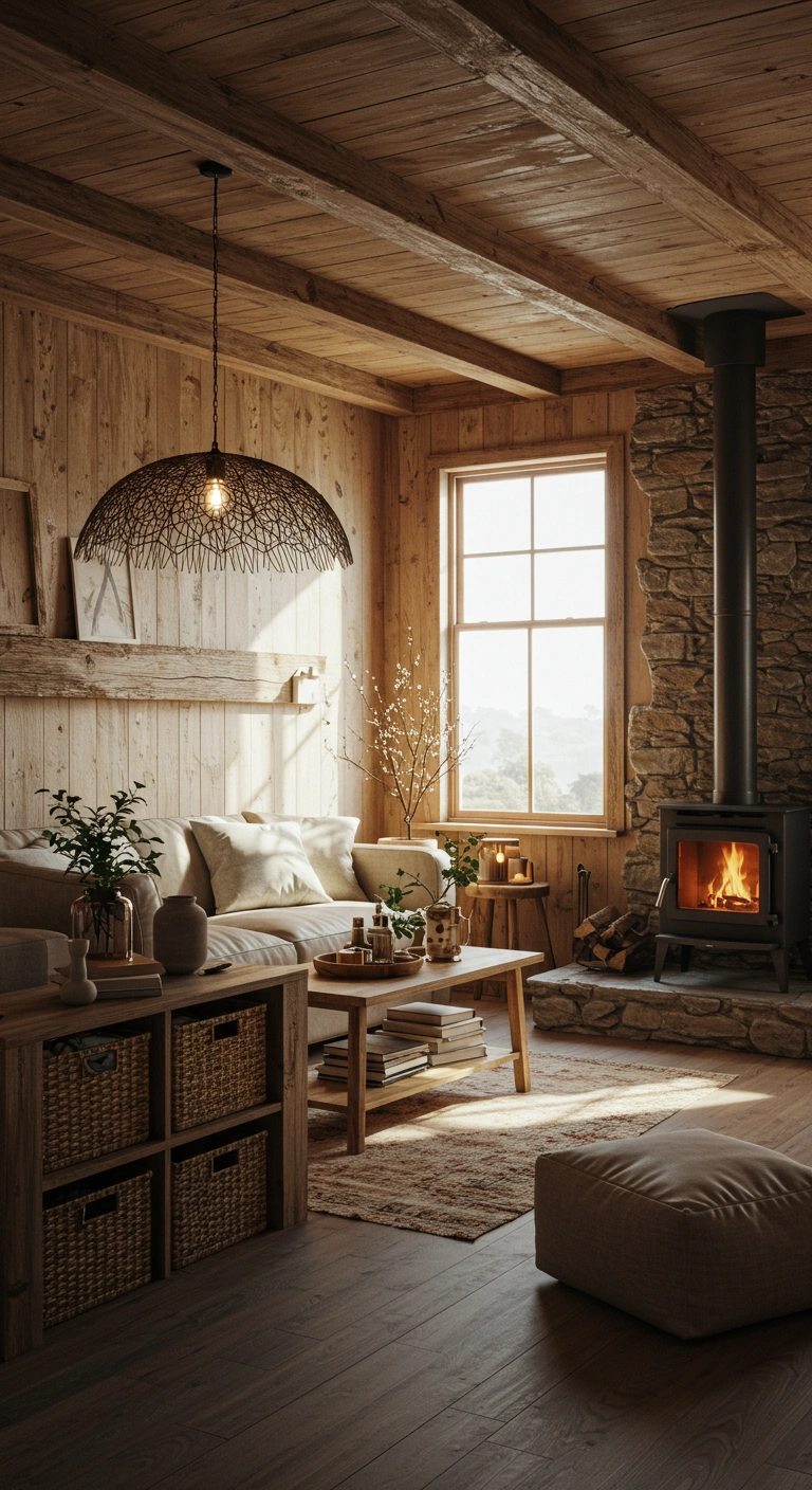 Rustic Small House Interior Warm Cozy Living Room