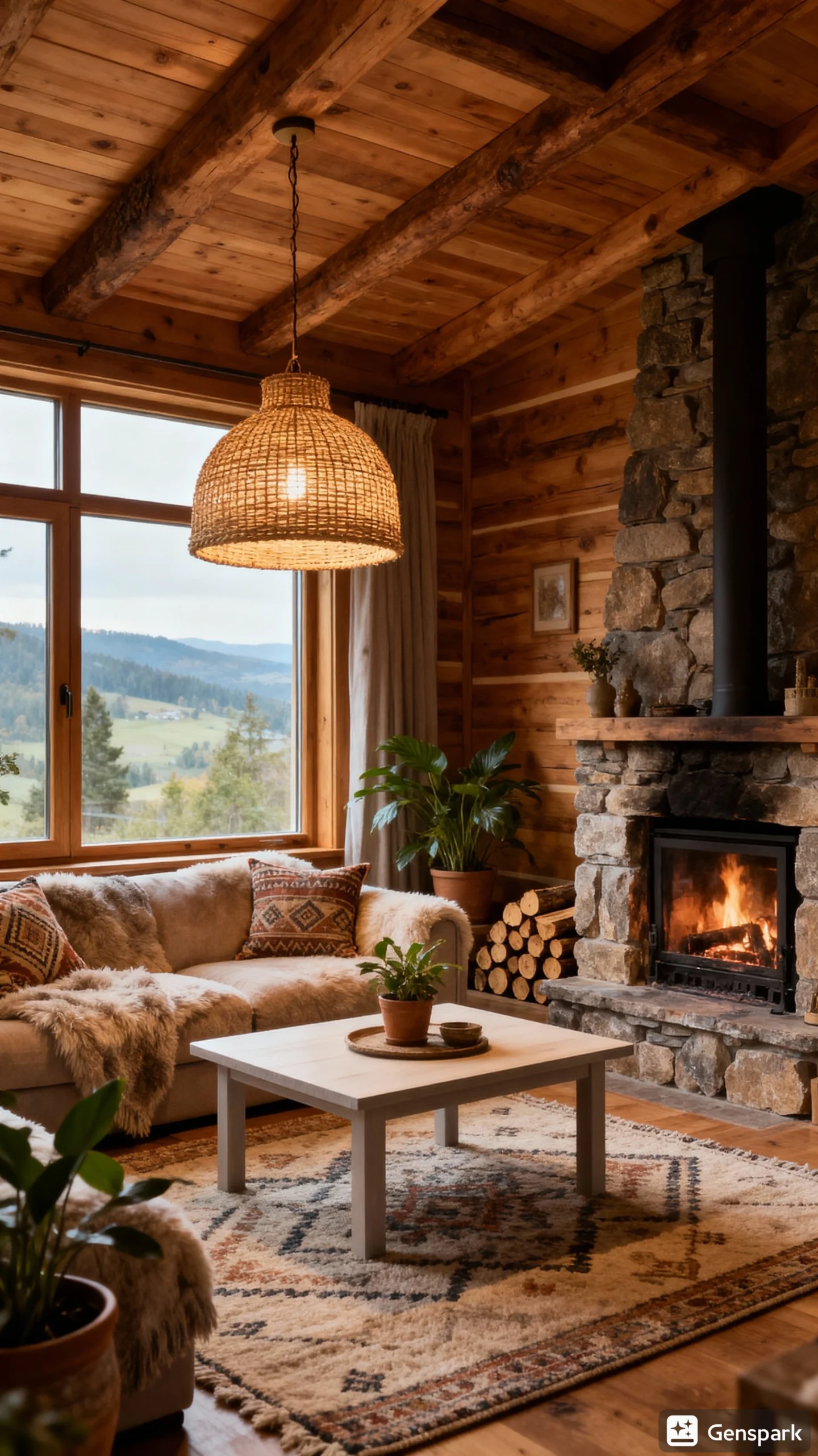 Rustic Small House Interior Warm Cozy Living Room