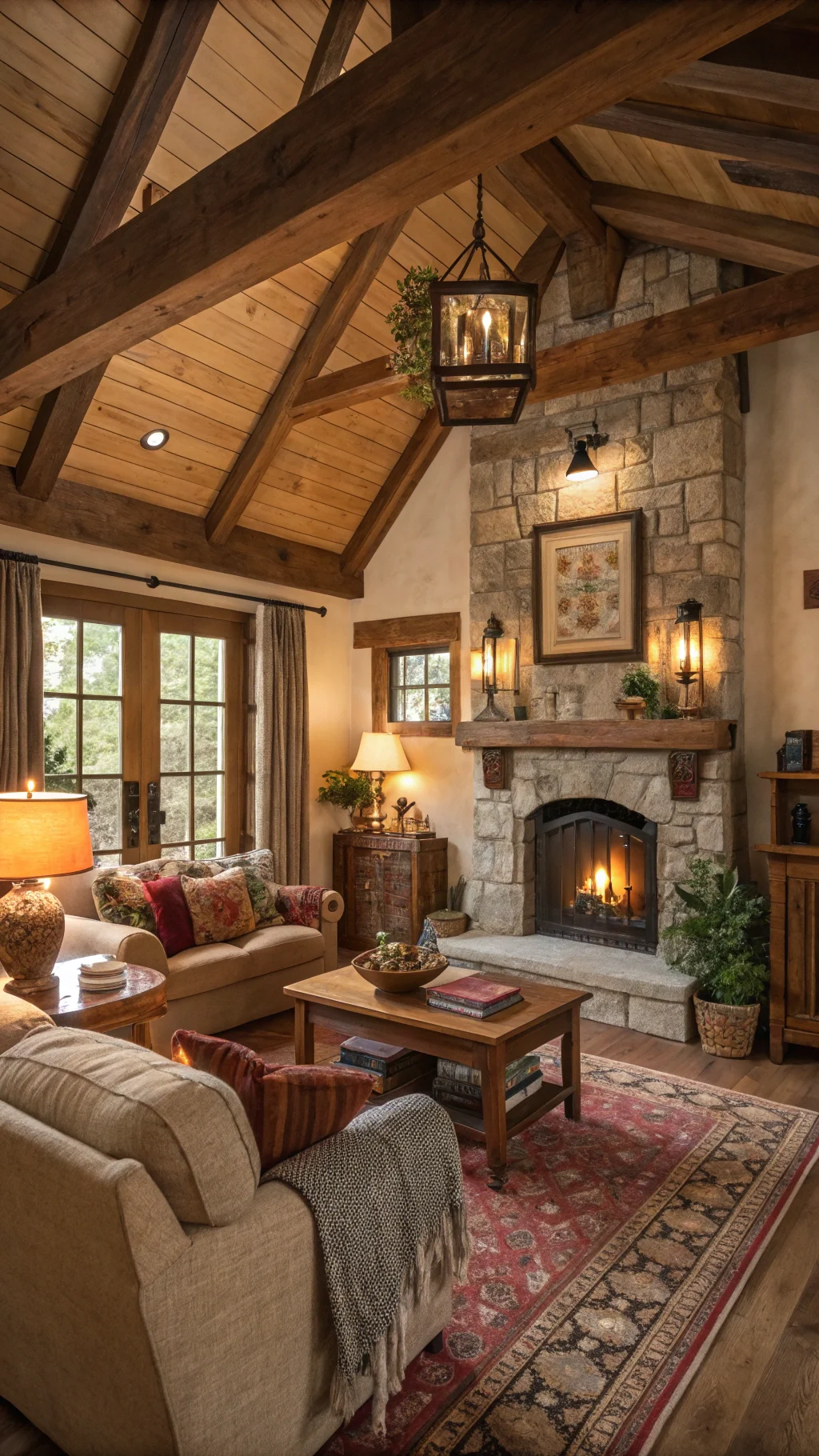 Rustic Small House Interior Warm Cozy Living Room