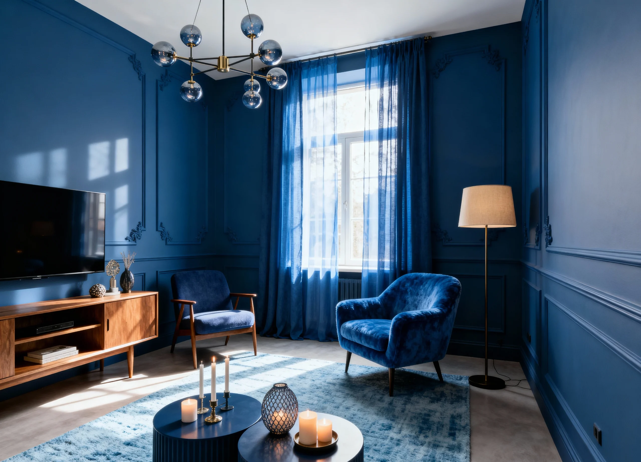 Warm Cozy Living Room Blue Accent Ideas