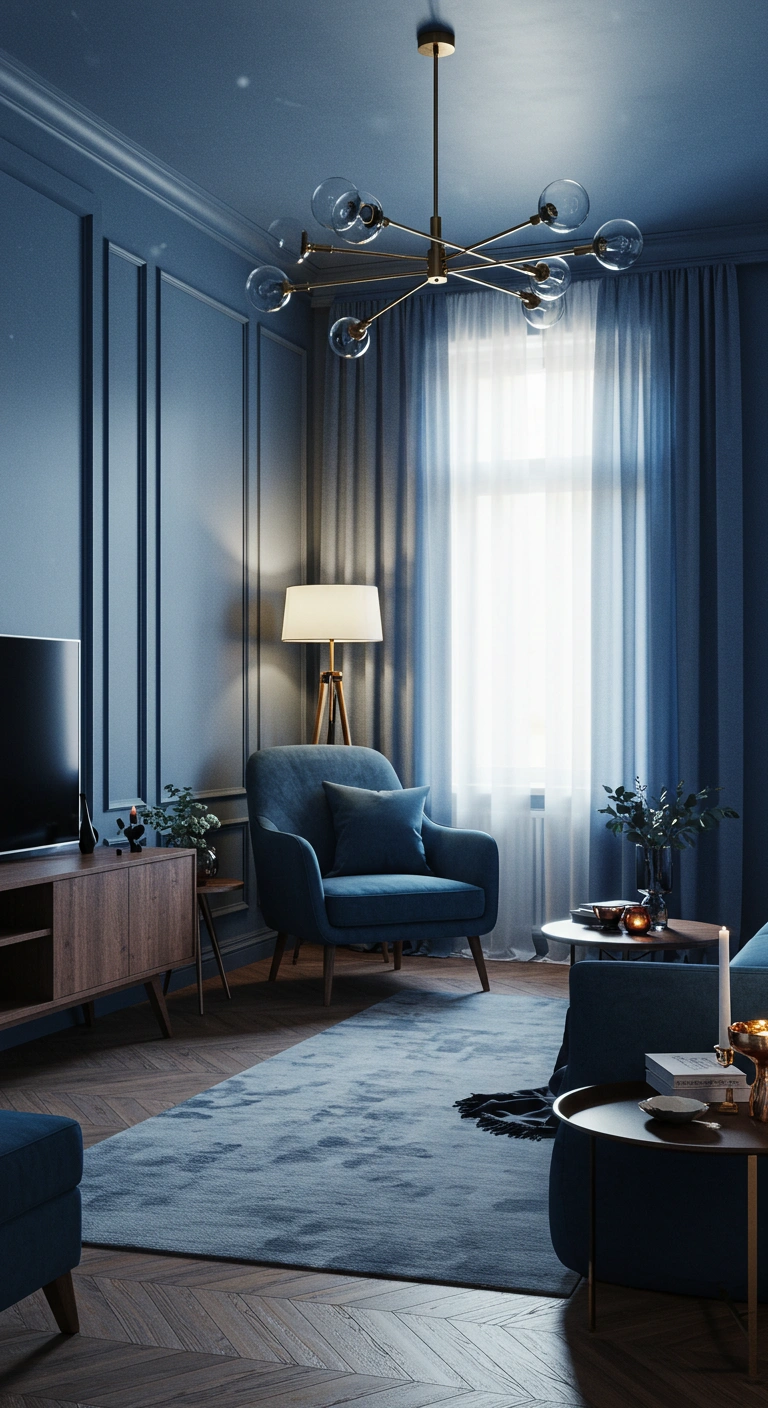 Warm Cozy Living Room Blue Accent Ideas