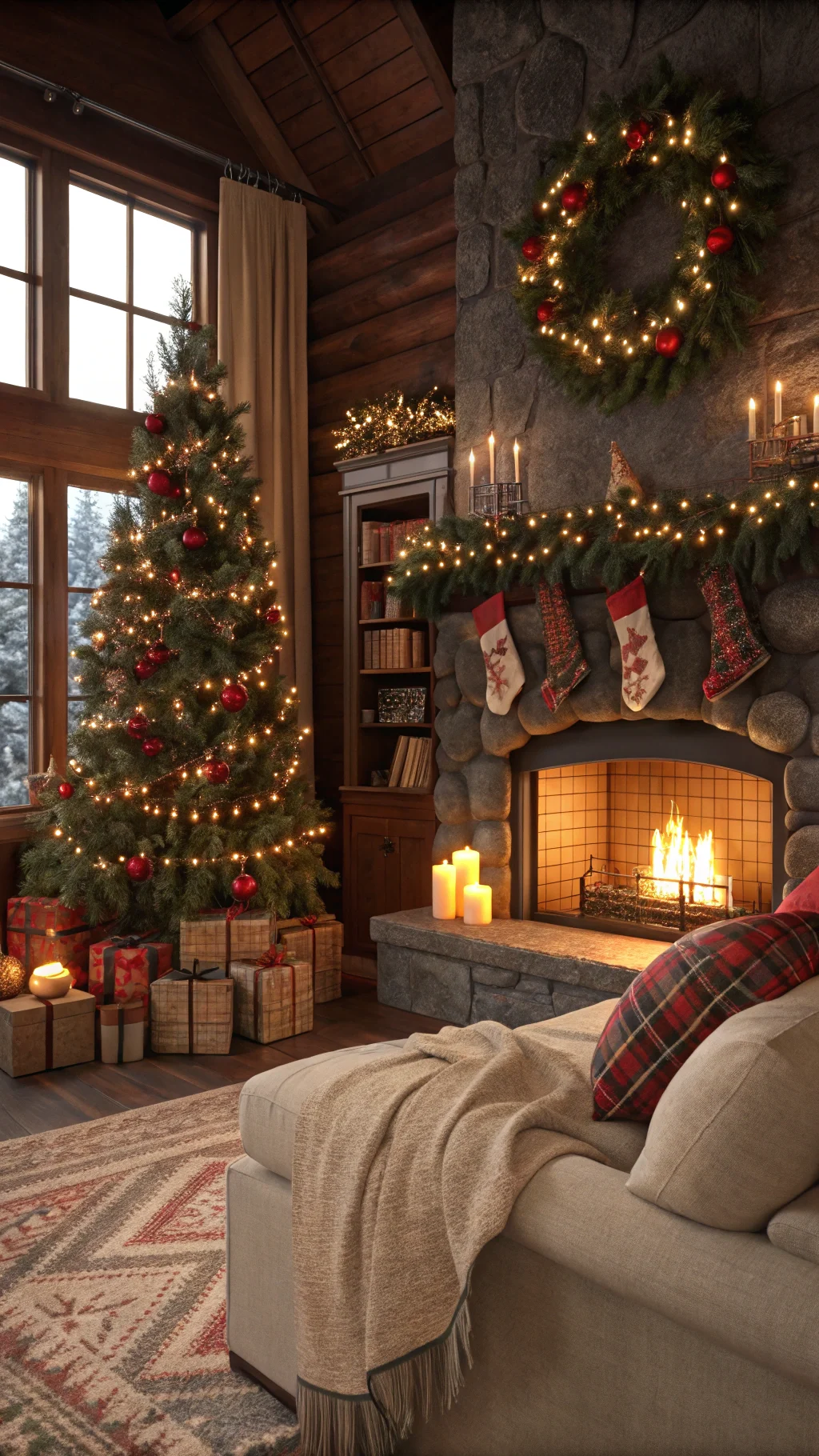 Warm Cozy Living Room Christmas Decor Ideas