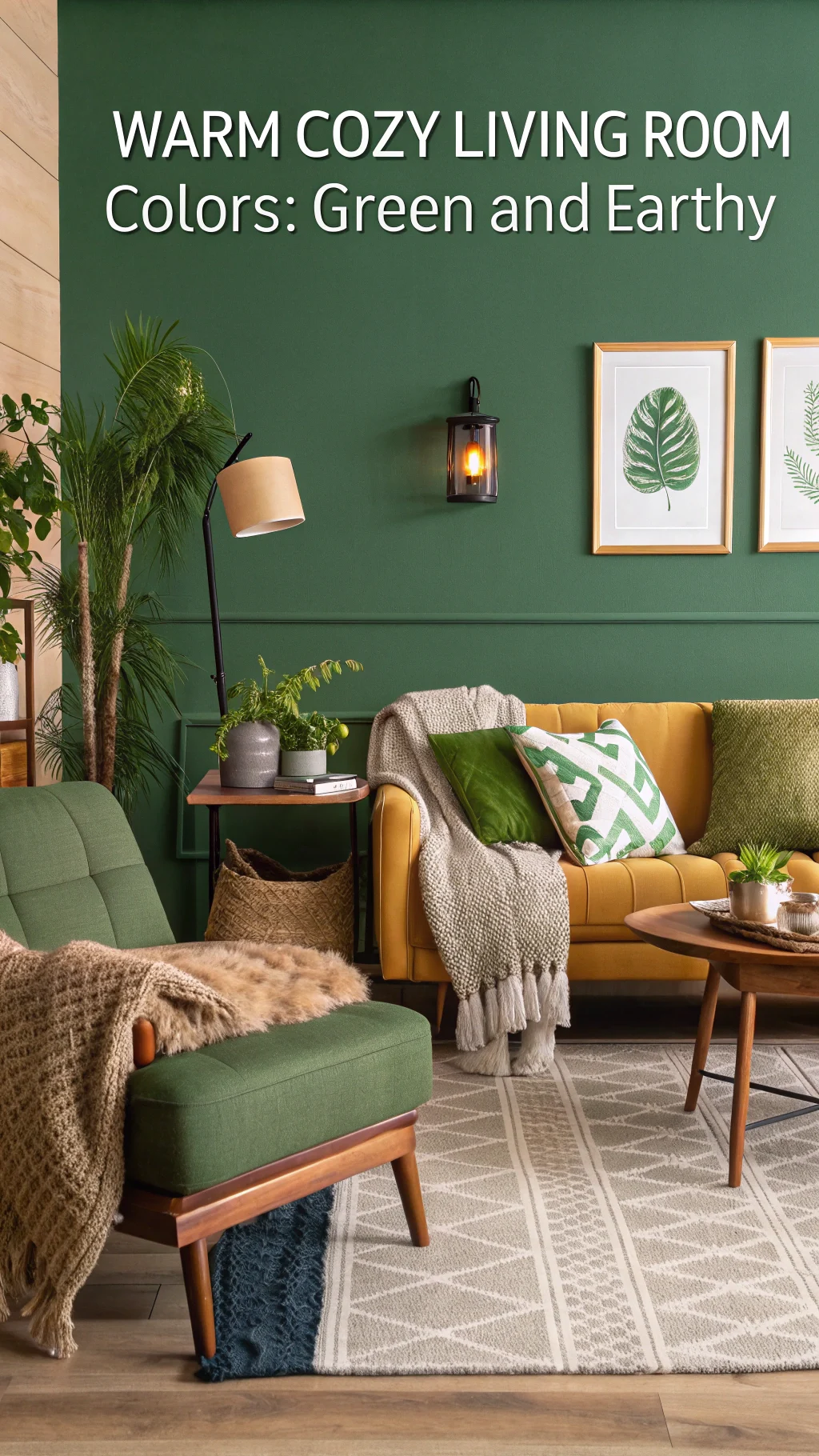 Warm Cozy Living Room Colors Green and Earthy