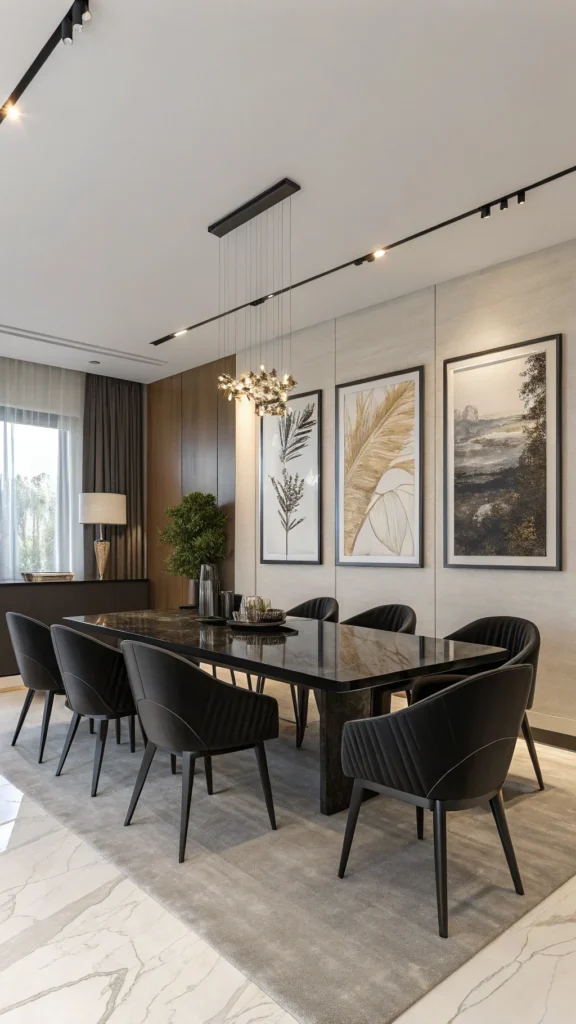 1. Dining Room With Black Chairs: A Bold Statement