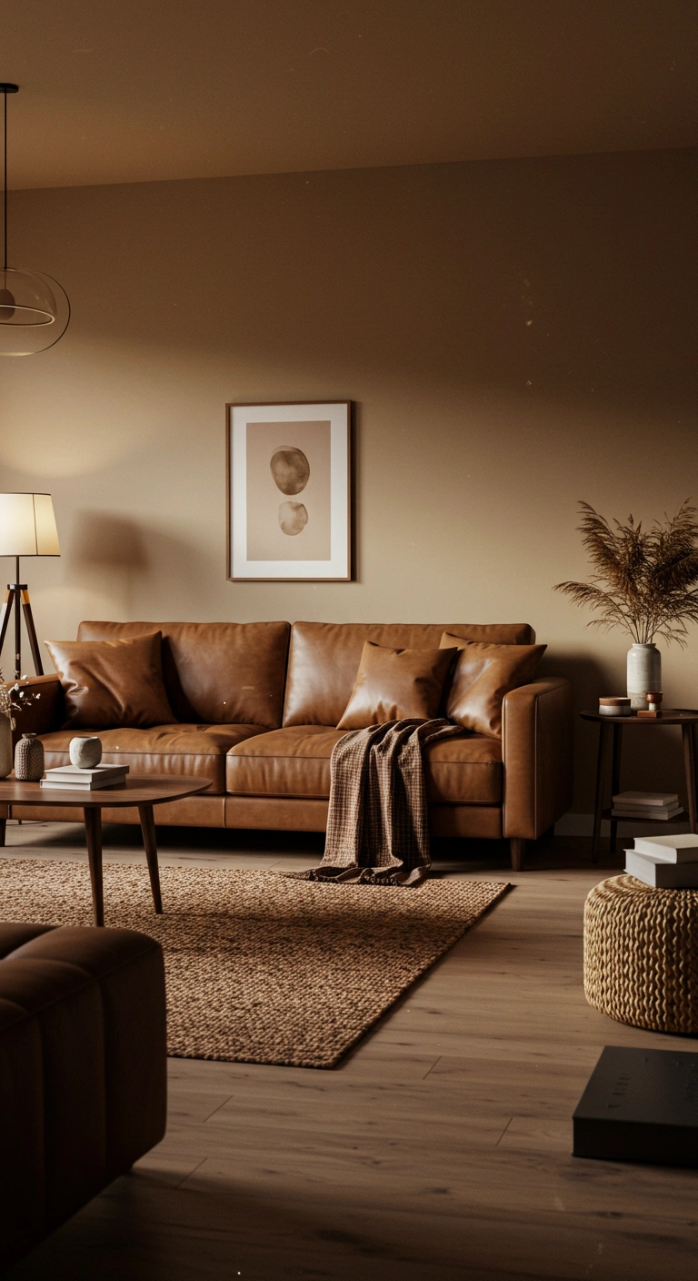 Achieve A Calming, Cozy Living Room With Brown And Earthy Shades