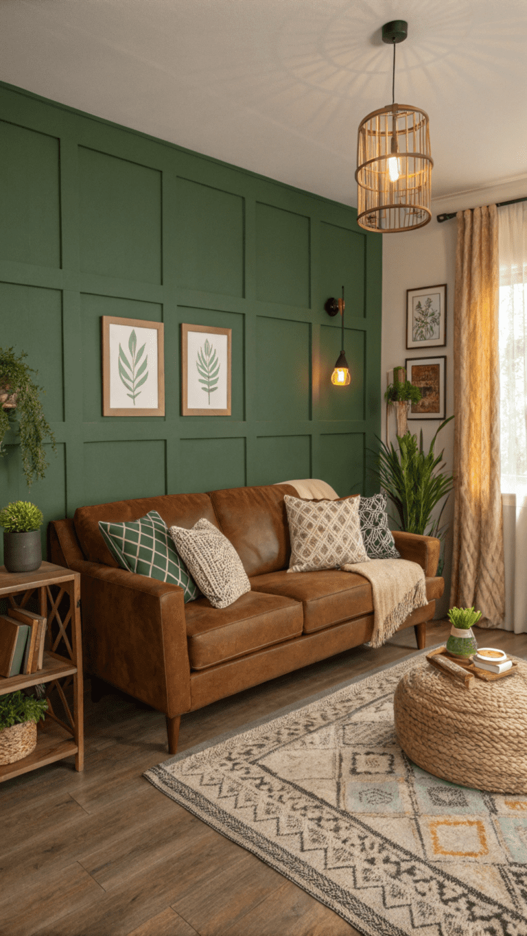 Green And Brown Living Room