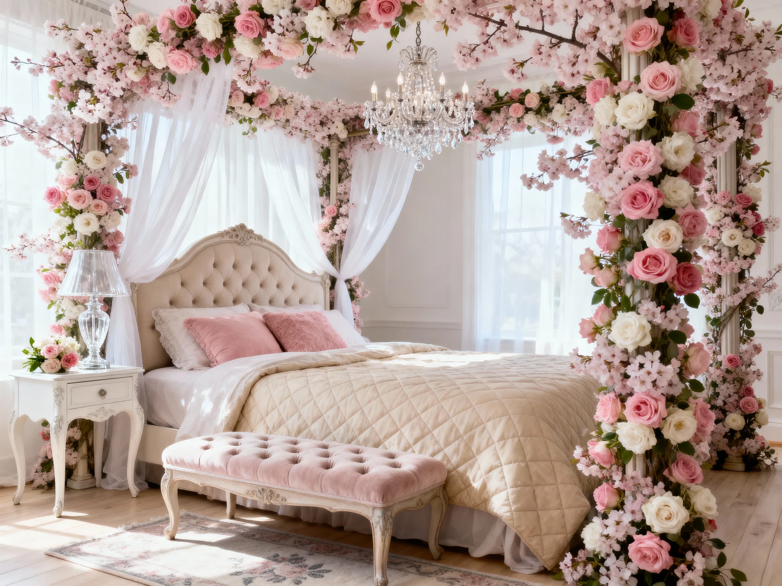22 Chic Bedroom Ideas to Embrace a Soft Country Aesthetic with Flower Decor
