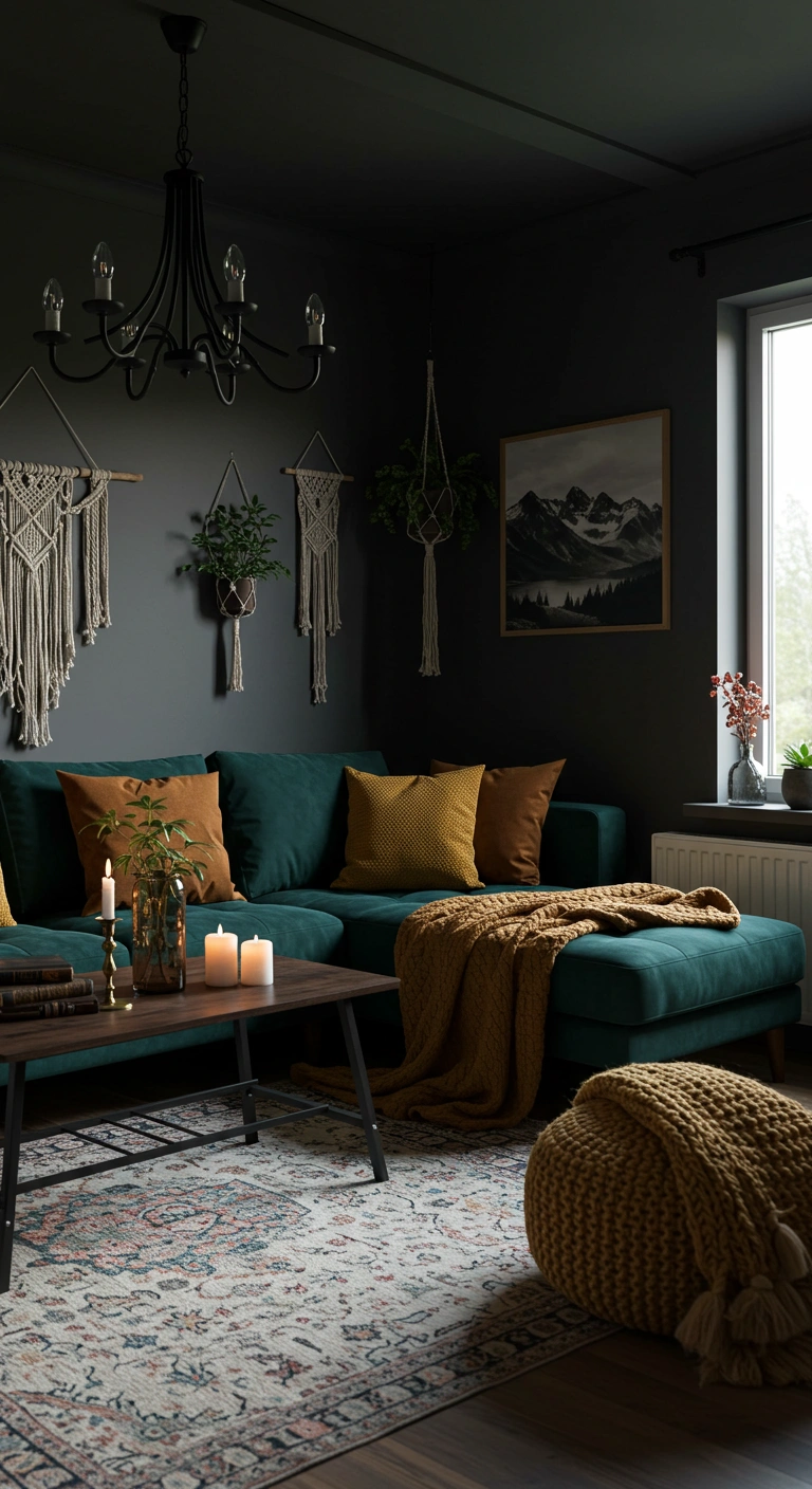 Boho Living Room Dark Wood A Cozy Moody Modern Retreat