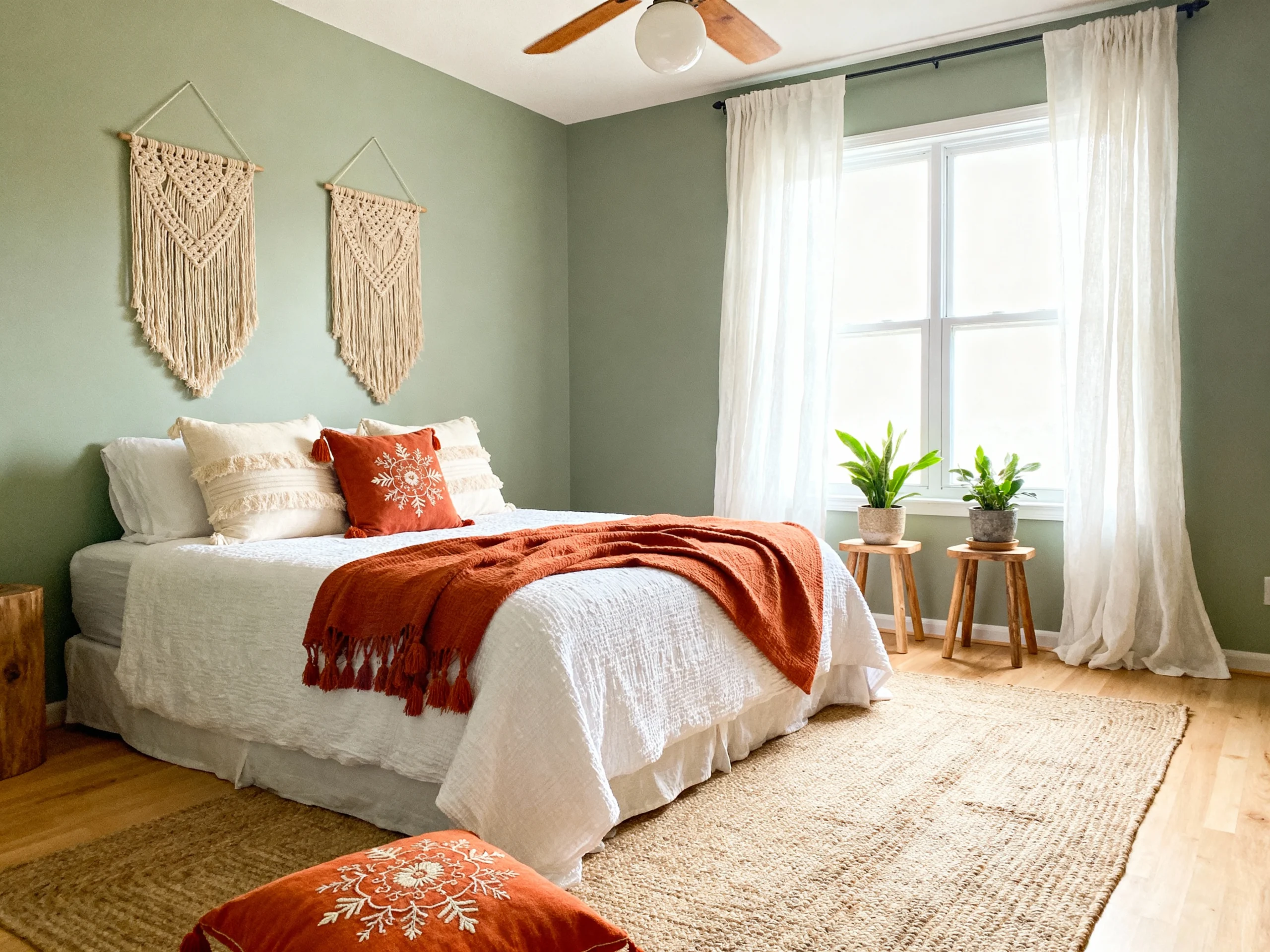 Sage Boho Bedroom Embrace Green Room Aesthetics With Cozy Vibes