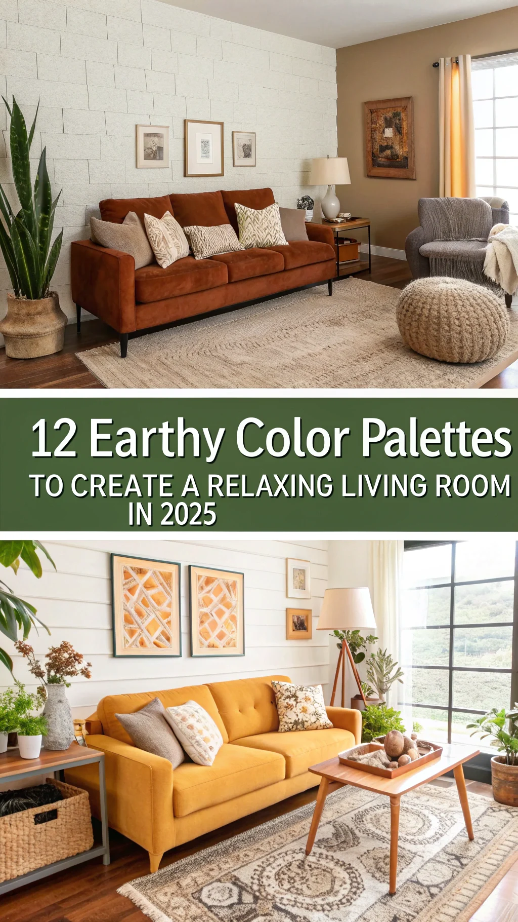 12 Earthy Color Palettes to Create a Relaxing Living Room in 2025