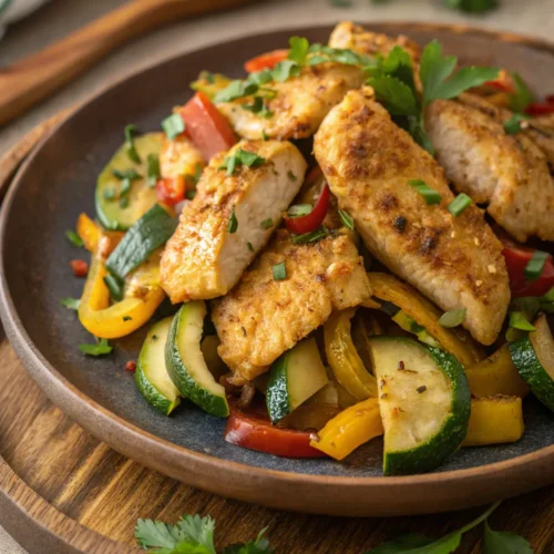 Garlic Chicken with Zucchini Stir-Fry Recipe