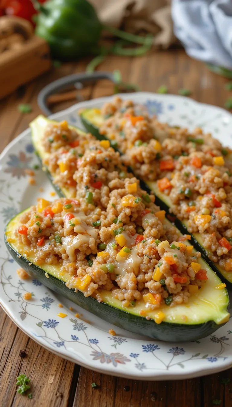 Stuffed Zucchini Boats with Savory Filling Recipe