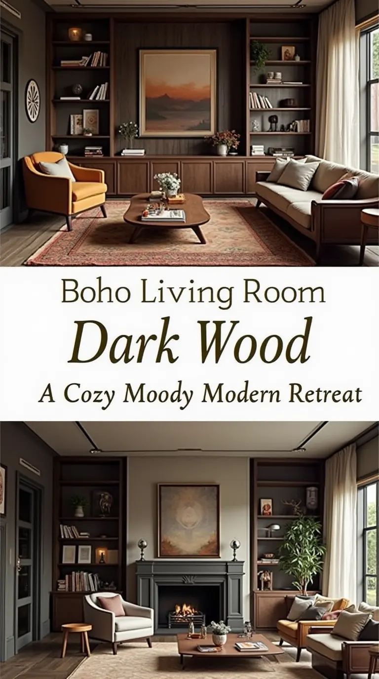 Boho Living Room Dark Wood: A Cozy Moody Modern Retreat