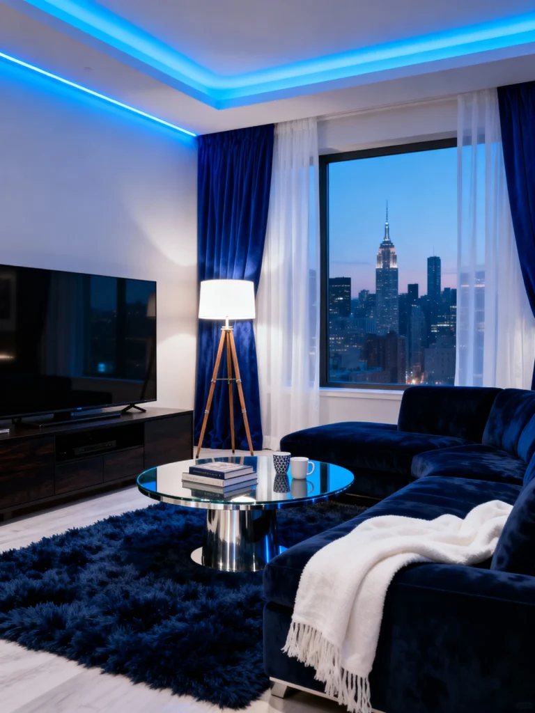 Blue and White Living Room