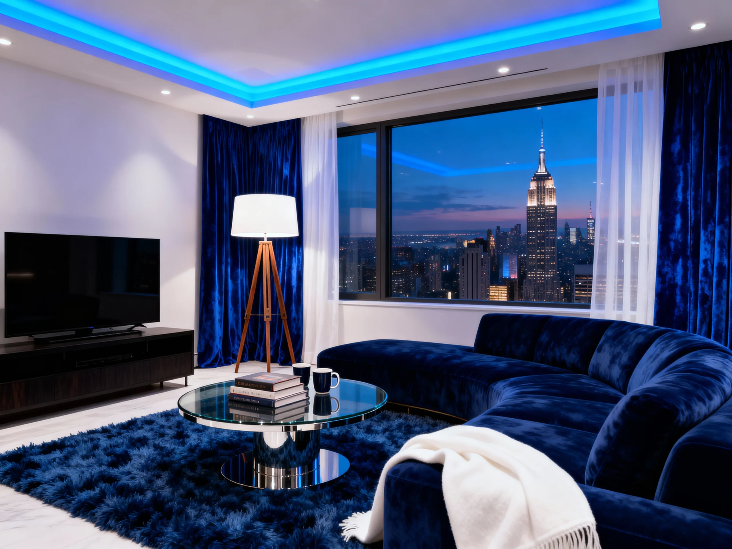 Blue and White Living Room