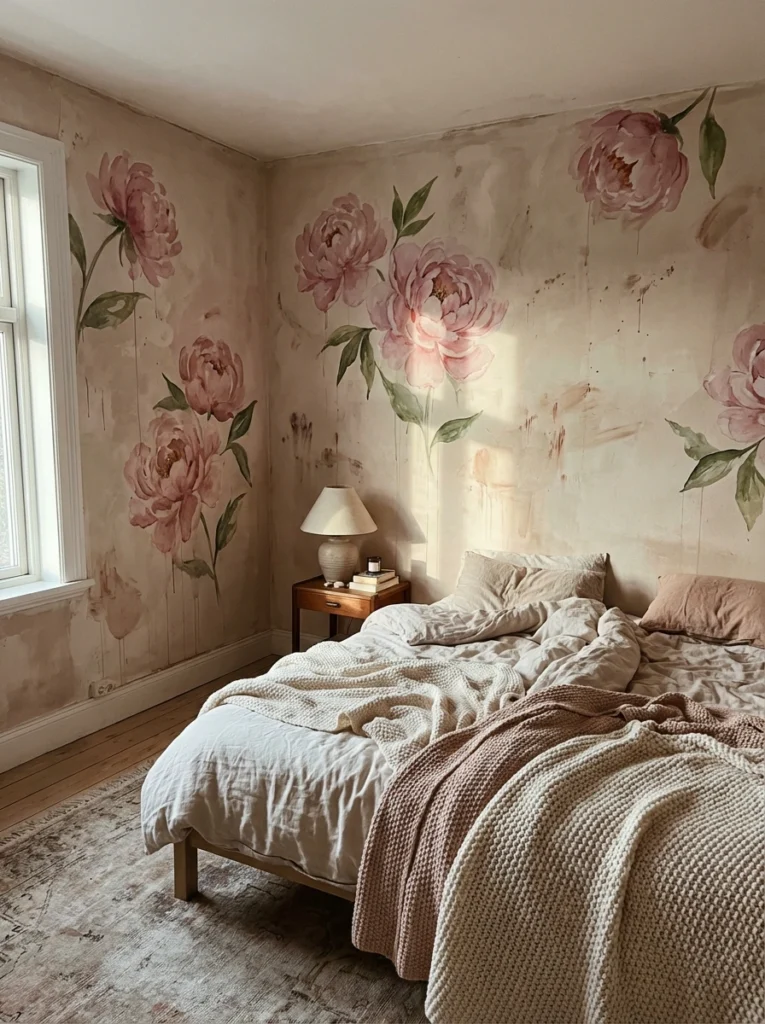 bedroom wall painting ideas flowers
