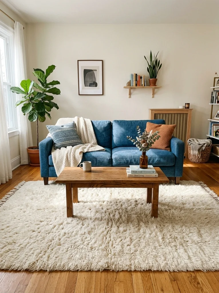 Rug Ideas for Your Blue Sofa Living Room