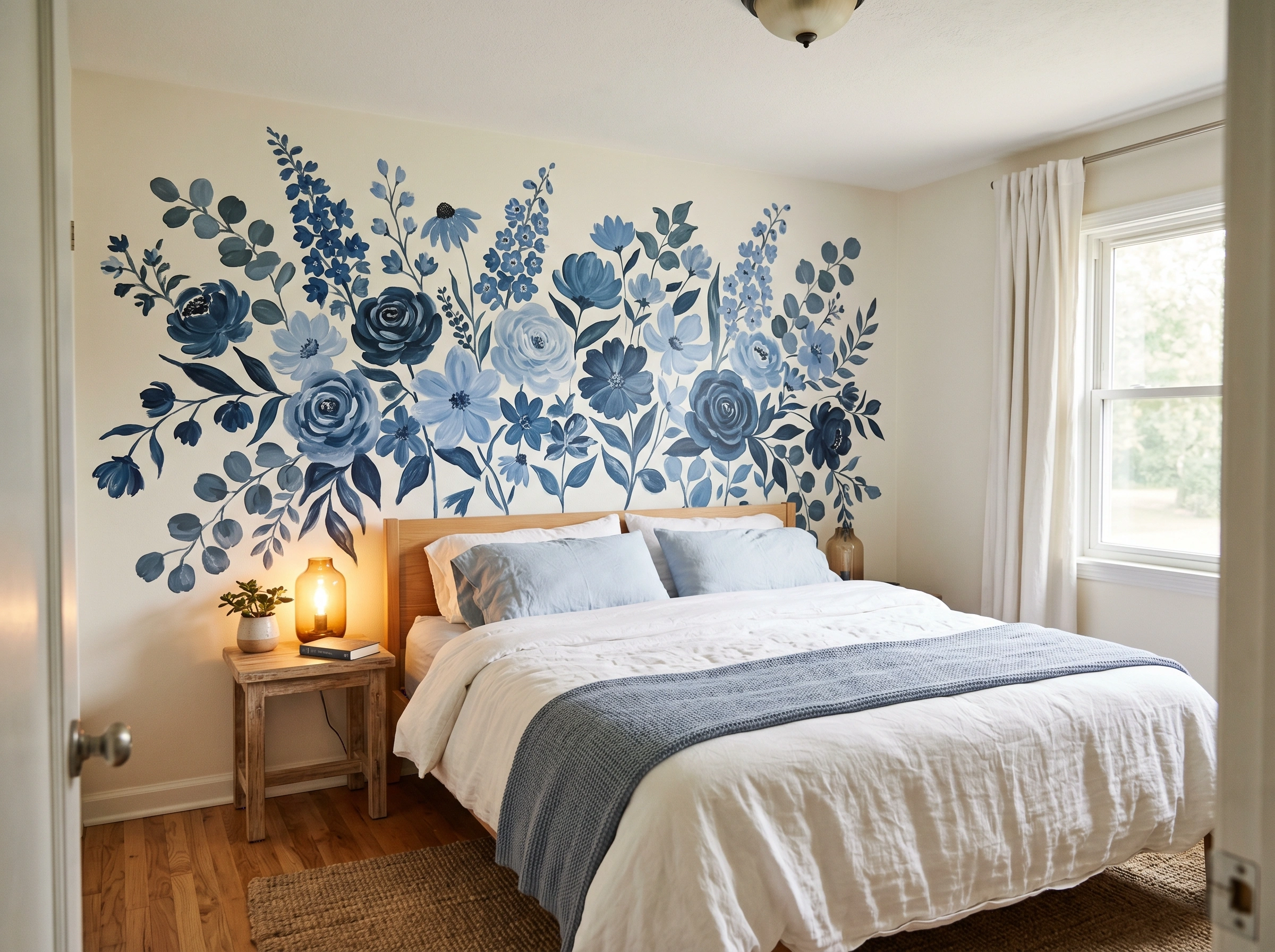 bedroom wall painting ideas flowers